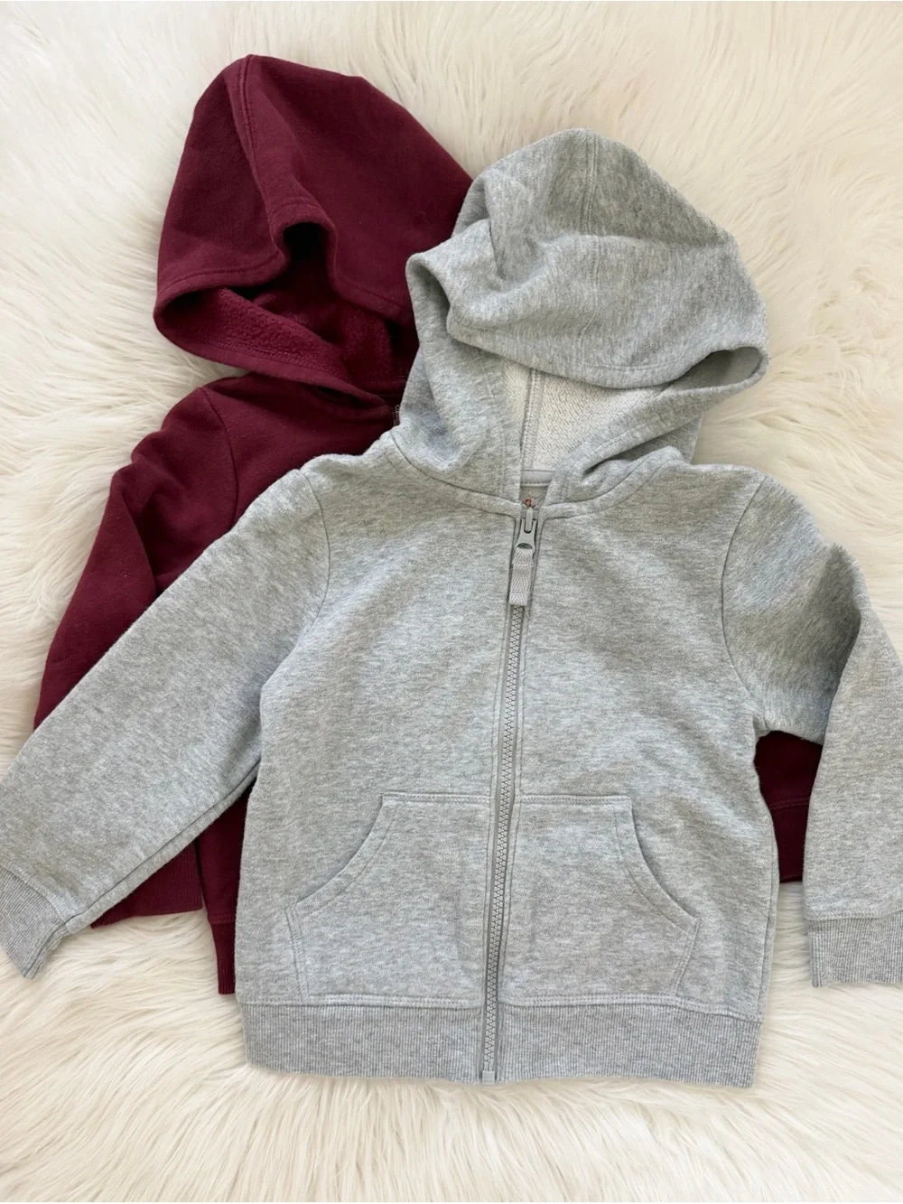 Cat & Jack Two-Pack Hoodies in Gray and Burgundy